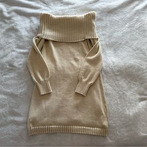 SHEIN Cream Off the Shoulder Sweater Dress